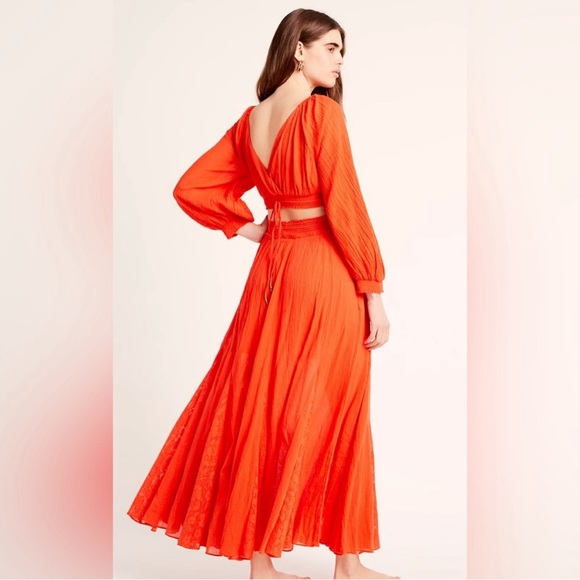 Free People super cute Cleo Crop Top & Maxi Skirt Set -
Size S red-orange color - Picture 3 of 12